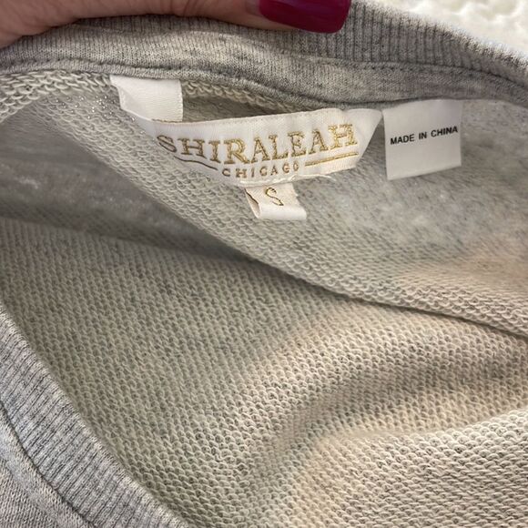 Shiraleah Gray Long Sleeve Colorful Festive Textured Applique Sweatshirt Small - Picture 3 of 4